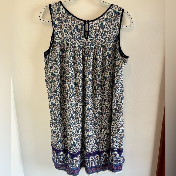 4/$15 Bica Boho Beach Cover-up Blue floral Rayon Women's L - Picture 2 of 12